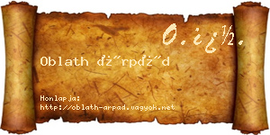 Oblath Árpád névjegykártya