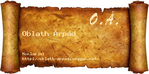 Oblath Árpád névjegykártya