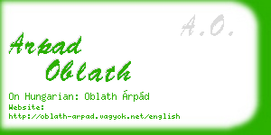 arpad oblath business card